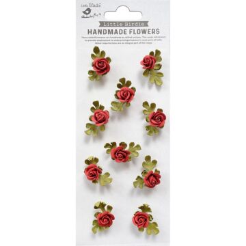 Little Birdie Petite Rose Paper Flowers 10/Pkg-Poppies And Roses