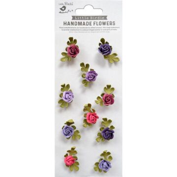 Little Birdie Petite Rose Paper Flowers 10/Pkg-Birds And Berries