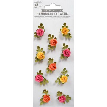 Little Birdie Petite Rose Paper Flowers 10/Pkg-Boho Dreams