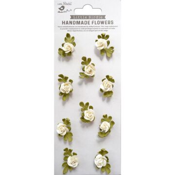 Little Birdie Petite Rose Paper Flowers 10/Pkg-Shabby Chic Bouquet