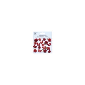 Little Birdie Cloria Paper Flowers 18/Pkg-Scarlet Blend