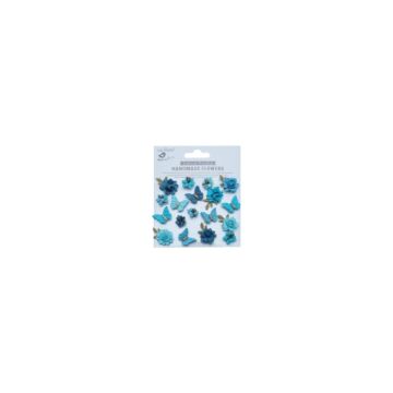 Little Birdie Cloria Paper Flowers 18/Pkg-Aqua Splash