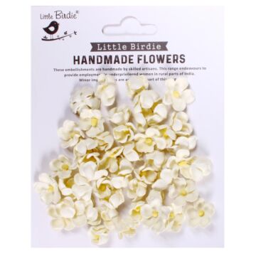 Little Birdie Paula Paper Flowers 50/Pkg-Moon Light