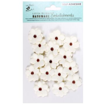 Little Birdie Estela Paper Flowers 15/Pkg-Shabby Chic