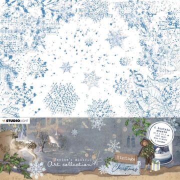 Studio Light Jenine's Mindful Art Acetate Sheets 8"x8" 6/Pkg Nr. 04, Vintage Christmas