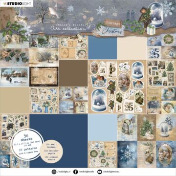 Studio Light Jenine's Mindful Art Paper Pad 8"X8" 36/Pkg Nr. 115, Vintage Christmas Small Designs & Elements