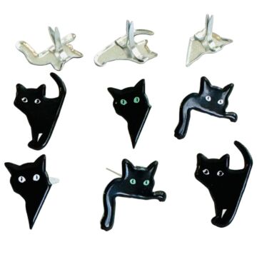 Eyelet Outlet Shape Brads 12/Pkg-Black Cat