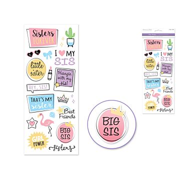 Paper Craft Sticker: 5"x12" Classic Themes 'Clear' Photo Safe - Sisters Forever