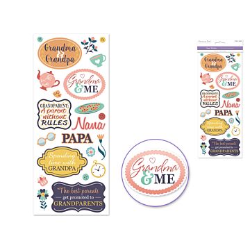 Paper Craft Sticker: 5"x12" Classic Themes 'Clear' Photo Safe - Grandma & Grandpa