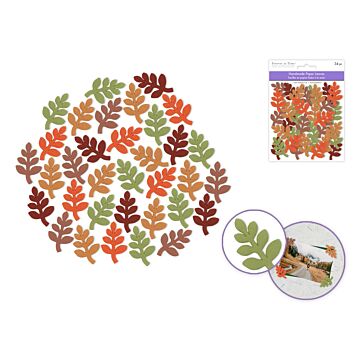 Forever in Time Floral Embellish: 1.9"x1.2" Leaves Self-Stick Handmade Paper 34pc 3D Oak Leaf