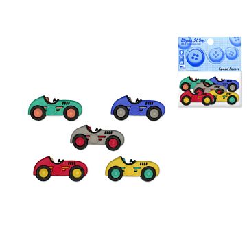 Dress-it-up Bits: Craft/Scrapbook Button Embellishments- Speed Racers