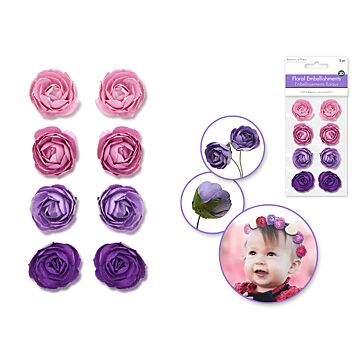 Floral Embellish: 1.1" Handmade Paper Rosebuds - Viola