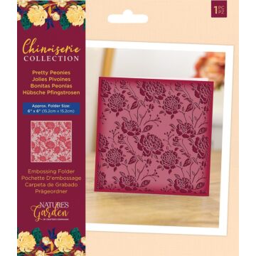 Crafter's Companion - Natures Garden Chinoiserie Collection 6 x 6" Embossing Folder - Pretty Peonies