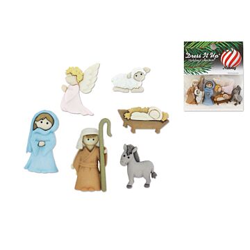 Holiday Paper Craft: Seasonal Dress-It-Up Bits Painted Embellishments Nativity