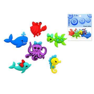 Dress-it-up Bits: Craft/Scrapbook Button Embellishments Ocean's Alive