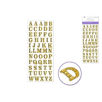 Paper Craft Sticker: 3.37"x7.87" Gemmed Glitter Letters - Gold