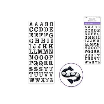 Paper Craft Sticker: 3.37"x7.87" Gemmed Glitter Letters - Black