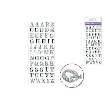 Paper Craft Sticker: 3.37"x7.87" Gemmed Glitter Letters - Silver