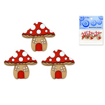Dress-it-up Bits: Craft/Scrapbook Button Embellishments Mushroom Houses