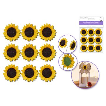 Floral Embellish: 4cm Handmade Paper Sunflowers
