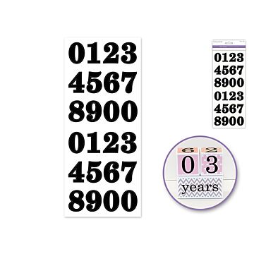 Paper Craft Sticker: 5"x12" Letters & Numbers Medley Clear - Numbers Bold Black 1.37"