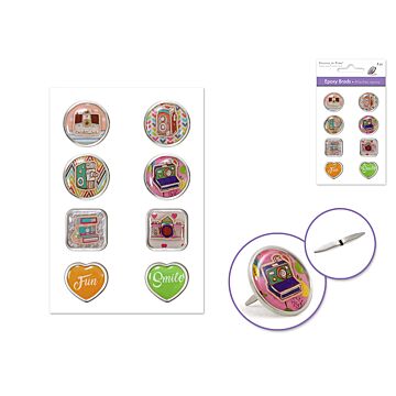 Paper Craft Emb: Epoxy Brads x8 - Smile!
