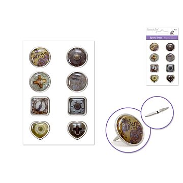 Paper Craft Emb: Epoxy Brads x8 - Steampunk