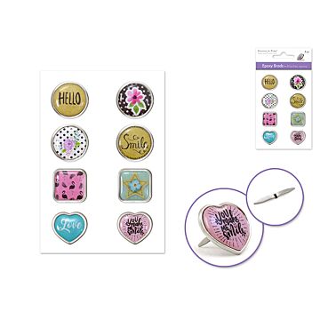 Paper Craft Emb: Epoxy Brads x8 - Posh