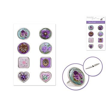 Paper Craft Emb: Epoxy Brads x8 - Viola