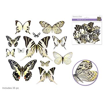 Paper Craft Emb: Butterfly Die Cuts w/Foil Accents x33 - White