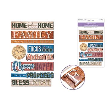 Handmade Sticker: 4.9"x7.3" 3D Chipboard Sentiments - Family