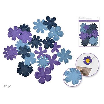 Floral Embellish: 44-62mm Handmade Paper Flower Medley 20pc - Dusk
