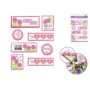 Handmade Sticker: 4.5"x5.5" 3D Glitter - #1 Mom