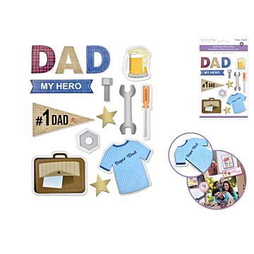 Handmade Sticker: 4.5"x5.5" 3D Glitter - #1 Dad
