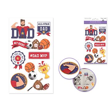 Handmade Sticker: 4.4"x7.5" 3D Themed Elements - All-Star Dad