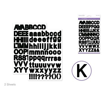 Paper Craft Sticker: 5.6"x8.7" Font Medley 2sheets - Black Block Lrg. Cap 3/4"