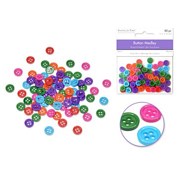 Button Embellishment: Color-Mix Resin Button Medley - Brights 9mm 80pc