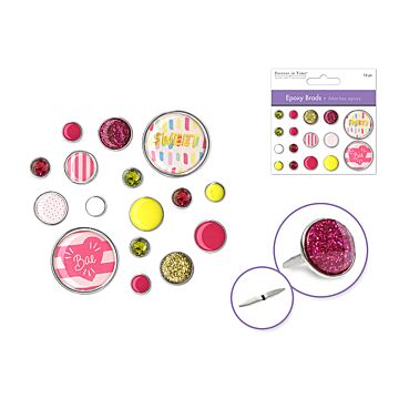 Paper Craft Emb: Epoxy Brads Medley x16 - Sweet