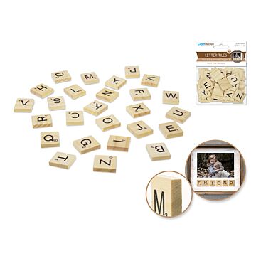 Craftwood: 1.8cmx2cm Letter Tiles 26/pk Natural