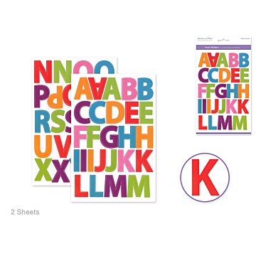 Paper Craft Sticker: 5.6"x8.7" Font Medley 2sheets - Multi Block Lrg. Cap 1 3/8"