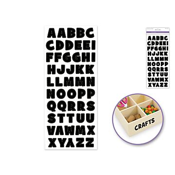 Paper Craft Sticker: 5"x12" Letters & Numbers Medley Clear - Letters Black Bold