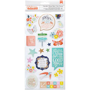 Paige Evans Turn The Page Thickers Stickers 5.5"X11" 47/Pkg-Icons/Printed & Matte Gold Foiled Chip