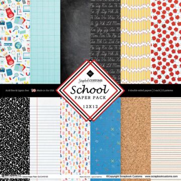 Scrapbook Customs School Paper Pack 12x12 DS Double-Sided Paper 12 x 12