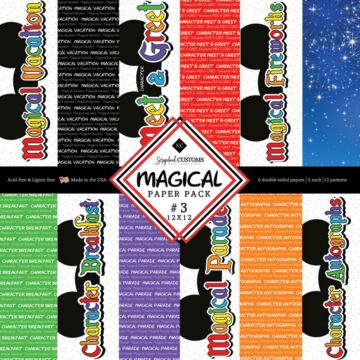 Scrapbook Customs Magical 3 Paper Pack 12x12 Paper Pack (2ea of 6) Double-Sided Paper 12 x 12