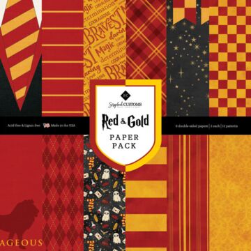 Scrapbook Customs Red & Gold Paper Pack 12x12 Paper Pack (2ea of 6) Double-Sided Paper 12 x 12