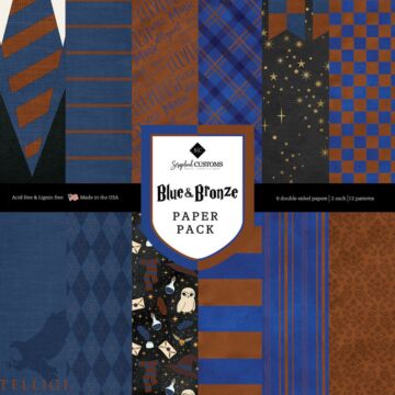 Scrapbook Customs Blue & Bronze Paper Pack 12x12 Paper Pack (2ea of 6) Double-Sided Paper 12 x 12