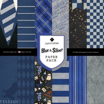 Scrapbook Customs Blue & Silver Paper Pack 12x12 Paper Pack (2ea of 6) Double-Sided Paper 12 x 12