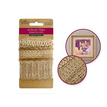 Craft Décor Ribbons: Natural Burlap Trim Multi-Pack 3yds (1yd x 3) - Wave Medley