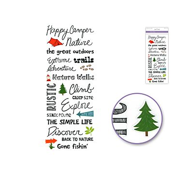 Paper Craft Sticker: 5"x12" Words & Sayings 'Clear' Photo Safe - Happy Camper