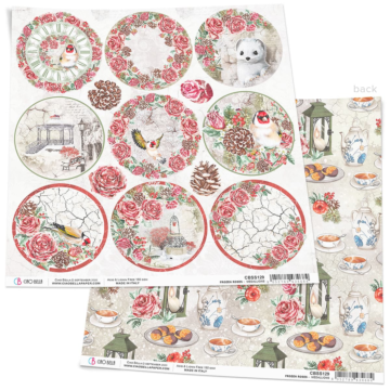 FROZEN ROSES MEDALLIONS PAPER SHEET 12"X12"